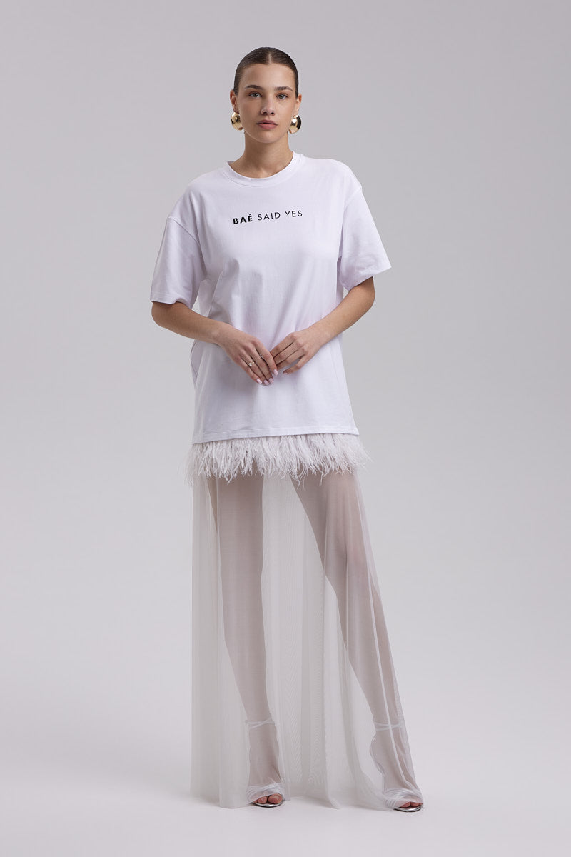 トップス feather tulle knit T-shirt senee feather tulle knit T-shirt（フェザーチュールニットTシャツ